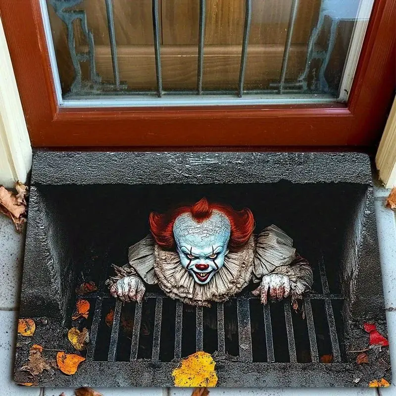 Anguxer Paillasson Halloween Clown Égout 3D – Tapis de Porte Effrayant 40x60 cm, Antidérapant, Facile à Nettoyer – Décoration Halloween Intérieur Extérieur pour Maison Hantée, Fête et Soirée Thème