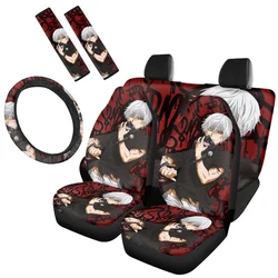 2023 Car Seat Covers Tokyo Ghoul Anime Full Set Heavy-Duty Nonslip Steering Wheel Cover Washable Protection Easy To Intall Gifts