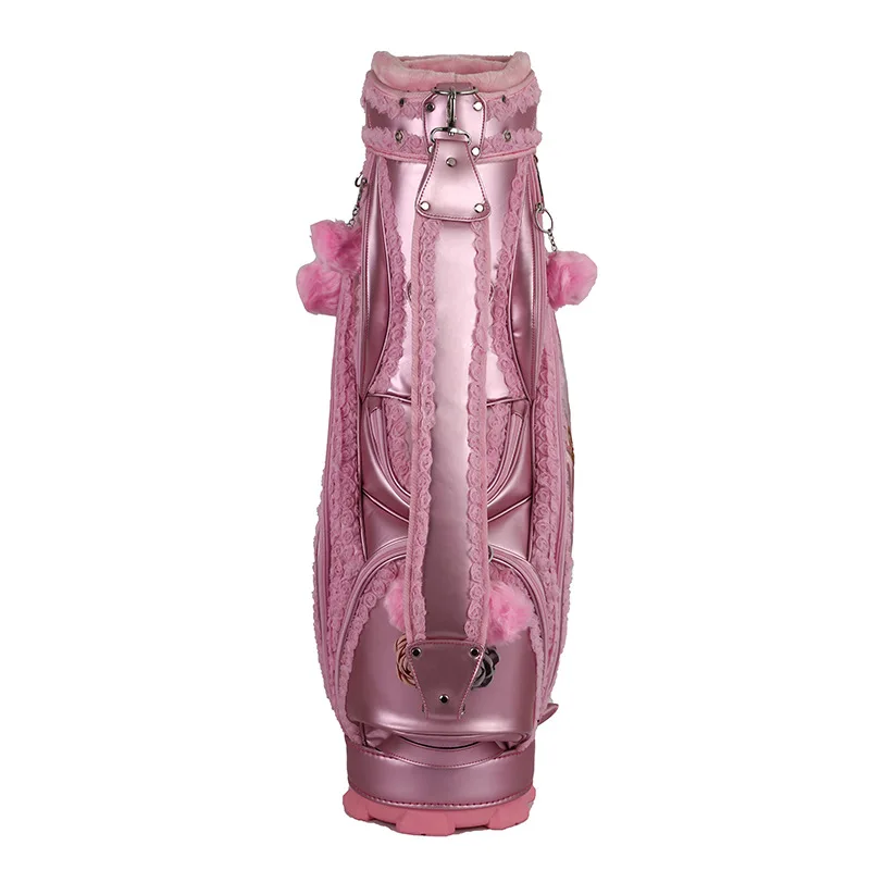 Custom Professional Wholesale PU Leather Pink Golf Staff Bags With Zipper