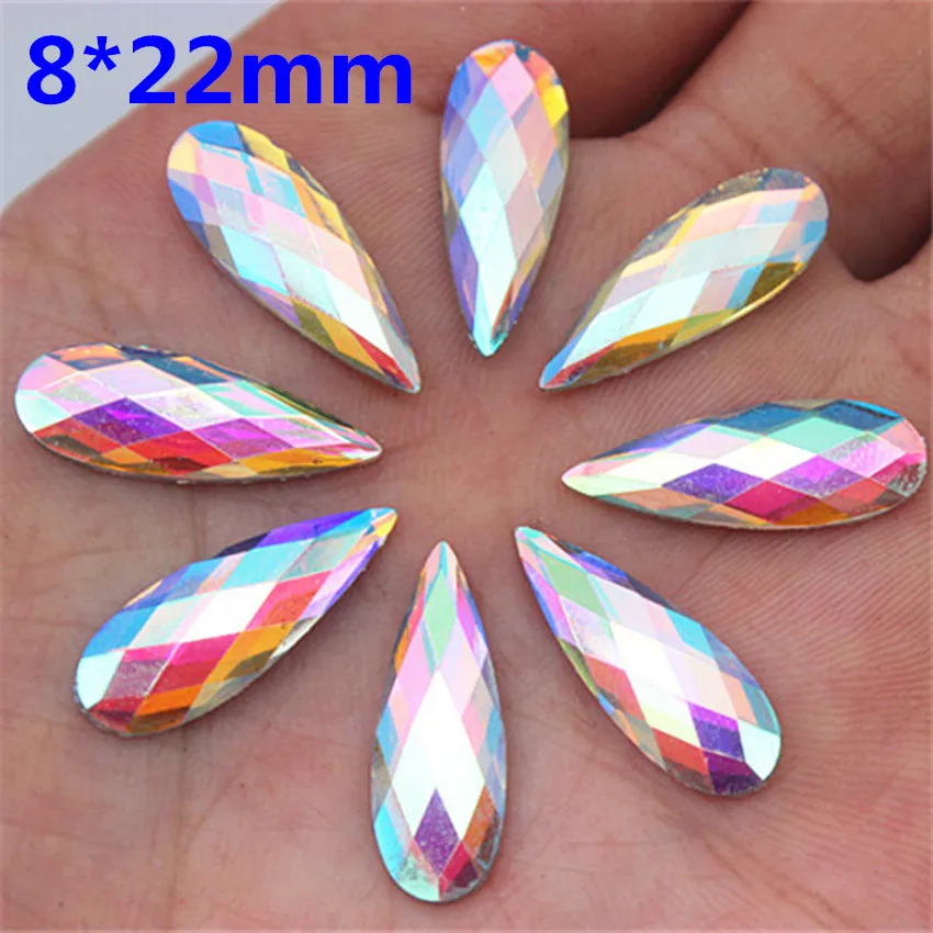 Micui 100PCS Multiple Shape AB Clear Resin Rhinestone Flatback Gems Strass Crystal Stones For Dress Crafts Decorations MC738