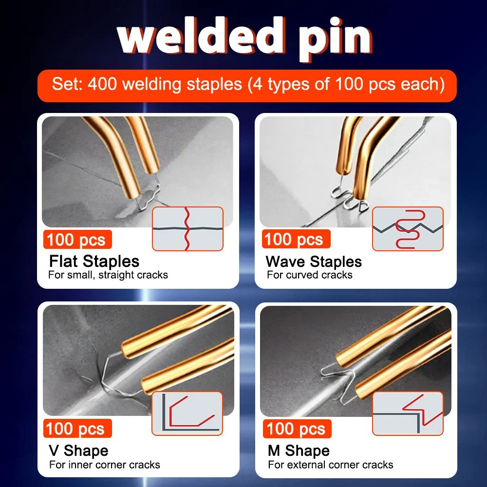 4000mAh Cordless Plastic Welder 590°C 3s Fast Heat Plastic Welding Gun W/ 400PCS Staples LED Light Car Bumper Repair Kit