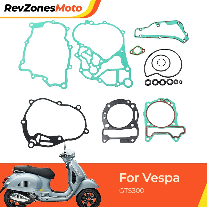 

Motorcycle Engine Cylinder Head Gasket Full Gasket Kit for Vespa GTS GTV 300 250 125 Gearbox Crankcase Clutch Cover Gaskets