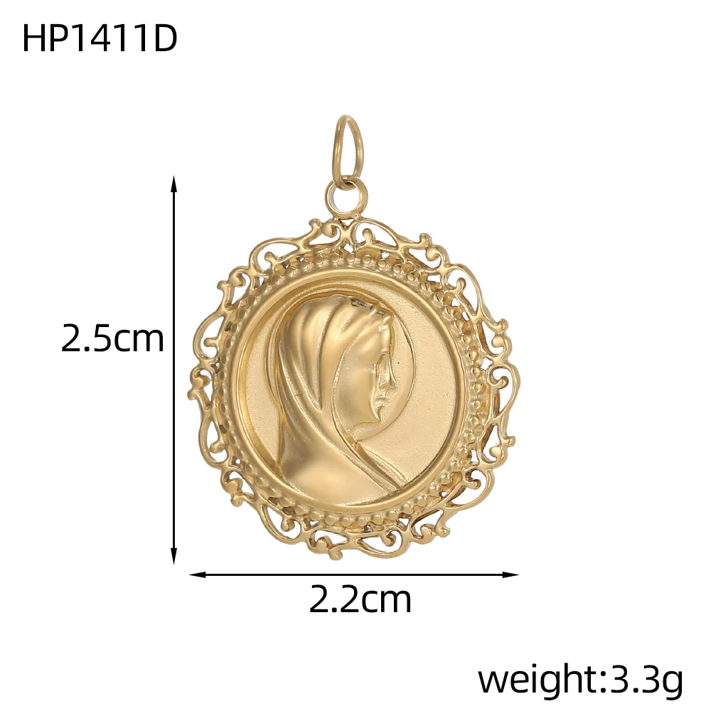 CARLIDANA Edelstahl Religiöse Kreuz Jesus DIY Schmuckanhänger Sonne Stierkopf Jungfrau Maria Königin der Herrlichkeit Charm Engel Anhänger – Detail 4
