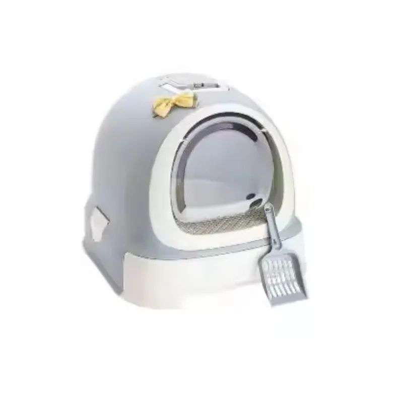 

OEM Stainless Steel Enclosed Cat Litter Box with Lid and Footrest 20L Easy Clean Inner Space