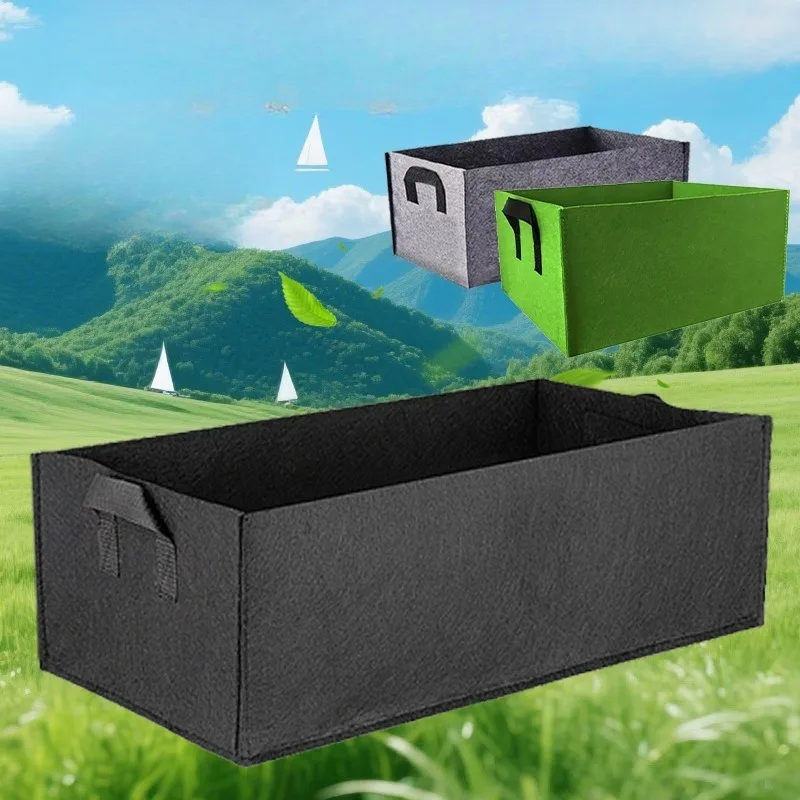 Wool Felt Grow Bag, Rectangular Plant Cultivation Bag for Home Vegetables, Durable Handmade Gardening Pot with Nutrient Fabric