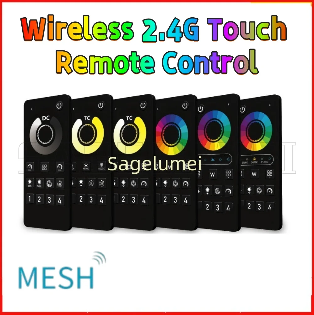 Zone&Group LED Dimmer Bluetooth 30m Wireless 2.4G Touch Remote Controller Dimming Single Color/CCT/RGB/RGBW/RGBCCT Dimmer Switch