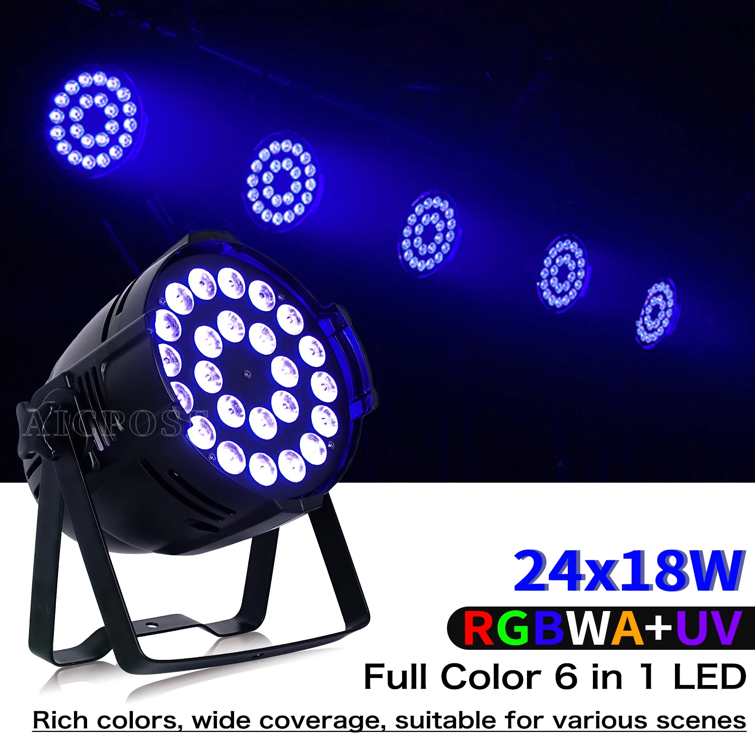 4-10PCS RGBW/24x18w 6 in1 RGBWA UV  Led Par Light DMX 512 Wash Stage Light DJ Aluminum Alloy Strobe