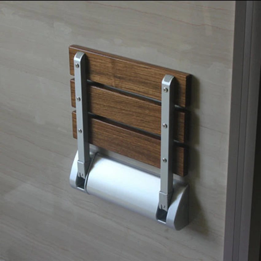 High-quality Strengthen Solid Wood Bathroom Bath Shower Folding Seat Shower Wall Chair Bathroom Stool Wall Mounted Shower Seat