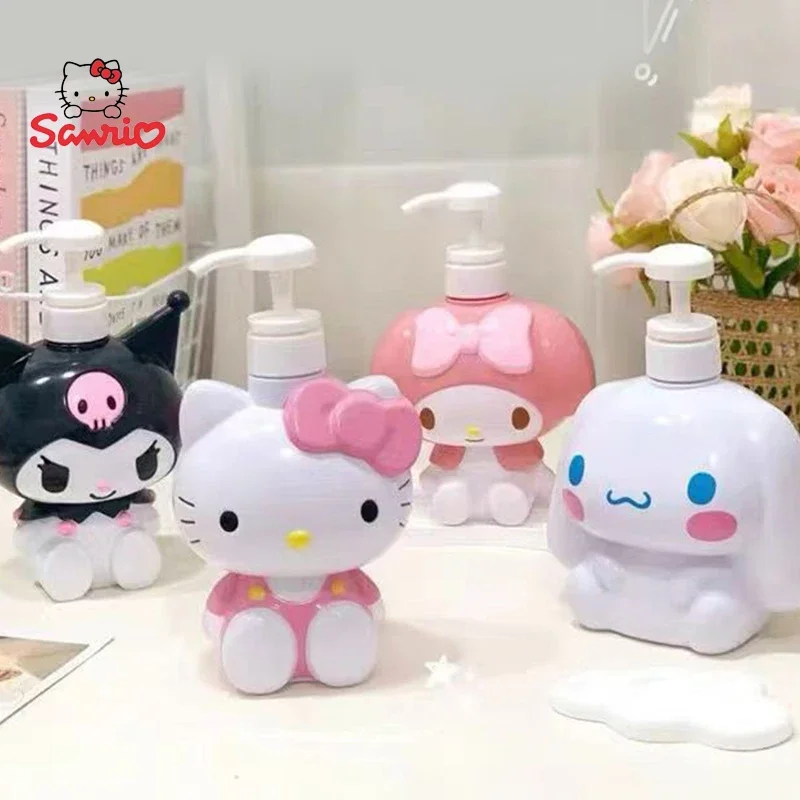 Cartoon Cinnamoroll Kuromi Melody Fles Kawaii Hello Kitty Grote Capaciteit Fles Shampoo Fles voor Douchegel Handzeep