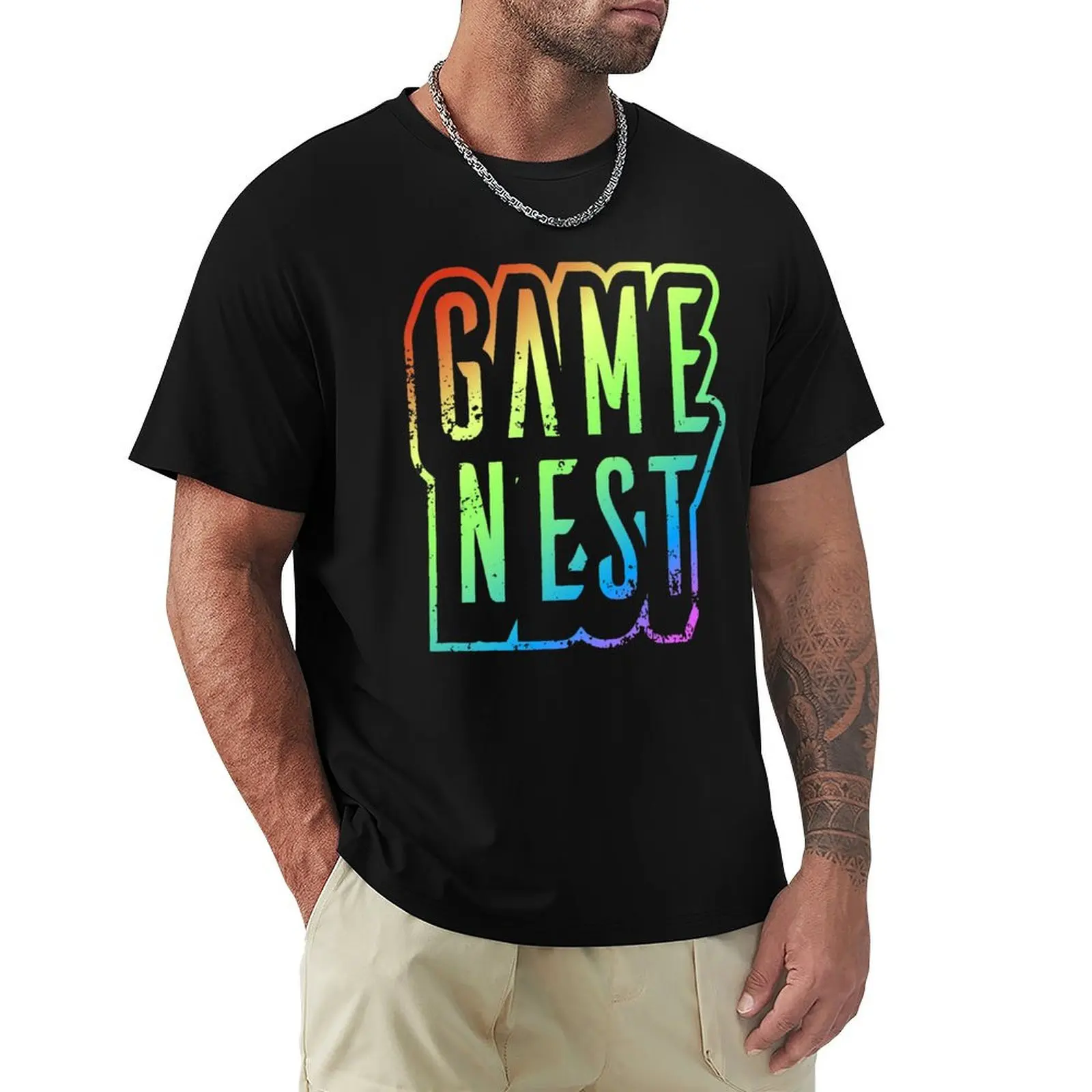 

Game Nest Rainbow T-Shirt oversized anime tshirt oversized graphic tee aesthetic clothes plain white t shirts men