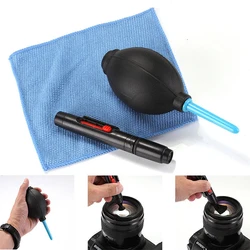 3 in 1 Lens Cleaning Cleaner Dust Pen Blower Cloth Kit For VCR Camera
