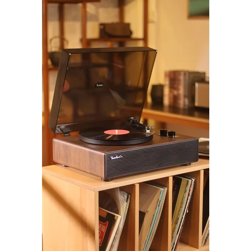 High-End Retro 12V Input HiFi Stereo Audio Turntable Player New Home PC DJ Vinyl Record Adapter with Wood Painting Body