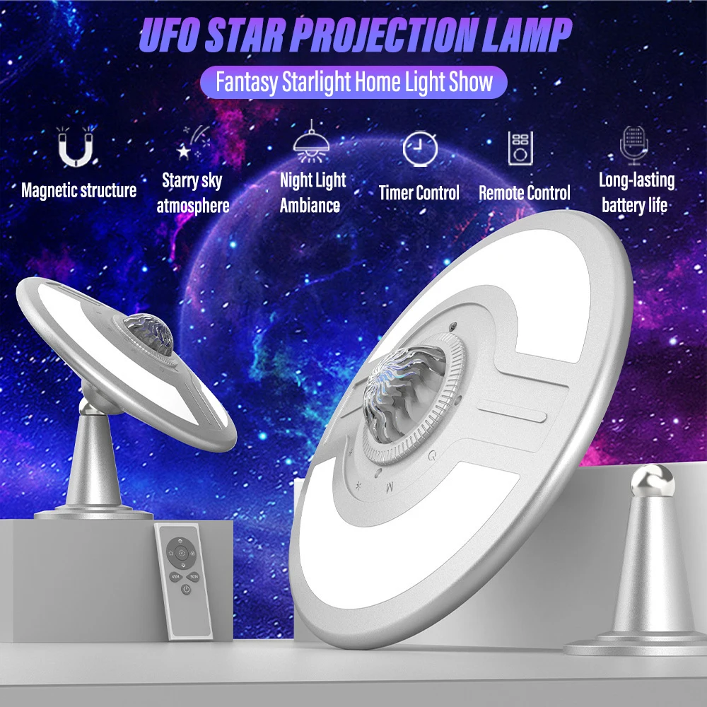 UFO Star Projection Night Light Galaxy Projector Planetarium Projector for Bedroom Aurora Projector with Magnetic Design