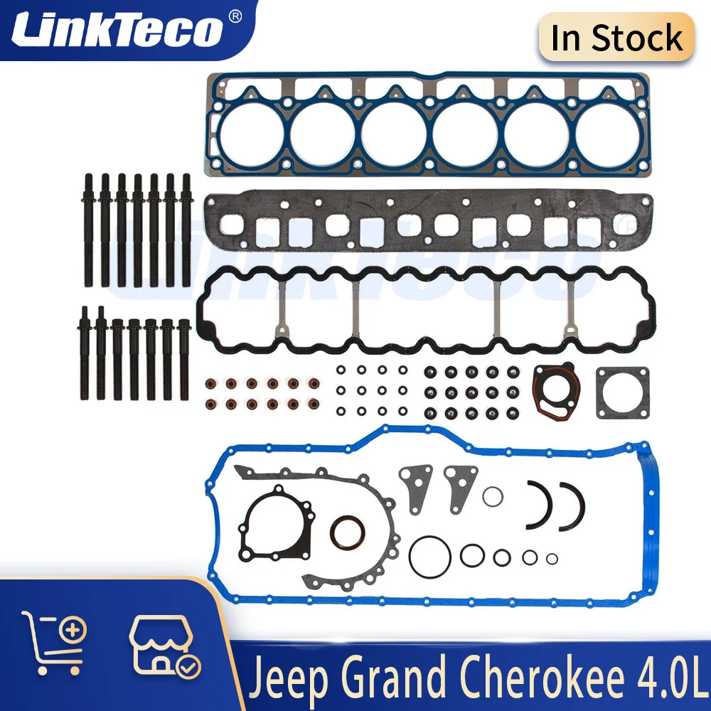 Engine Parts Full Gasket Set Head Bolts Fit 4.0 L L6 Gas For Jeep Wrangler Grand Cherokee 4.0L 04-06 HS26211PT CS8169-4 ES71102