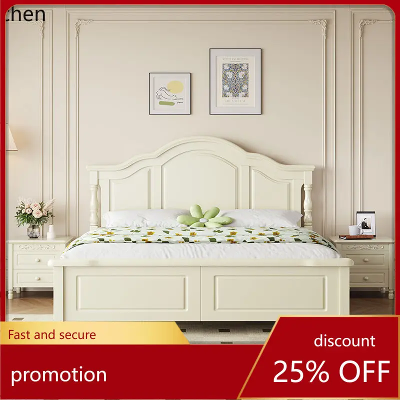 

ZML Solid Wood Bed Modern Minimalist Furniture Master Bedroom Bed Storage Bed