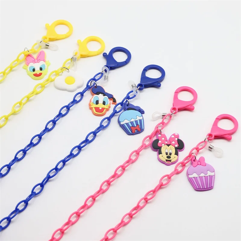 Disney Anime Mickey Mouse Anti Loss Hanging Rope Acrylic Mask Chain Kawaii Minnie Eyeglass Chain Children\'s Accessories