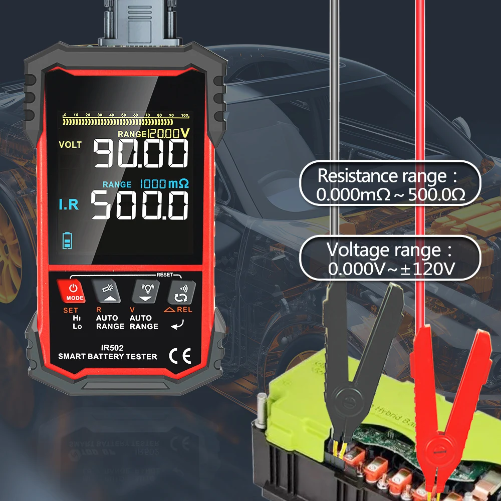 IR500 IR502 Battery Tester Internal Resistance Voltage Current Test 3.2 Inch Color Screen Auto Diagnostic Tools