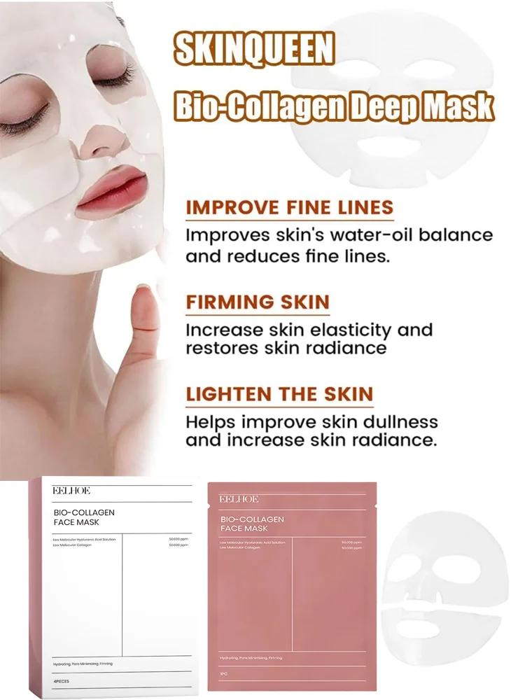 

Bio Collagen Face Mask Lift Firm Skin Anti Aging Fade Face Fine Line Repair Barrier Shrink Pores Hydrating Brightening Face Skin