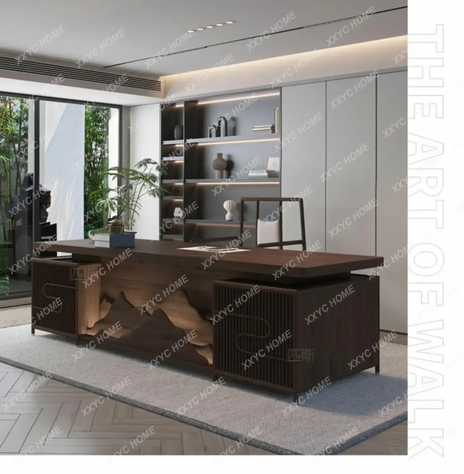 A Office Desk Hutch Modern Lamp Executive Standing Table Study Drawers Writing  Computador Home Office