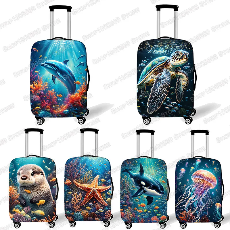 

Чемодан с рисунком дельфина/черепахи/осьминога/морской звезды, 18-32 дюйма