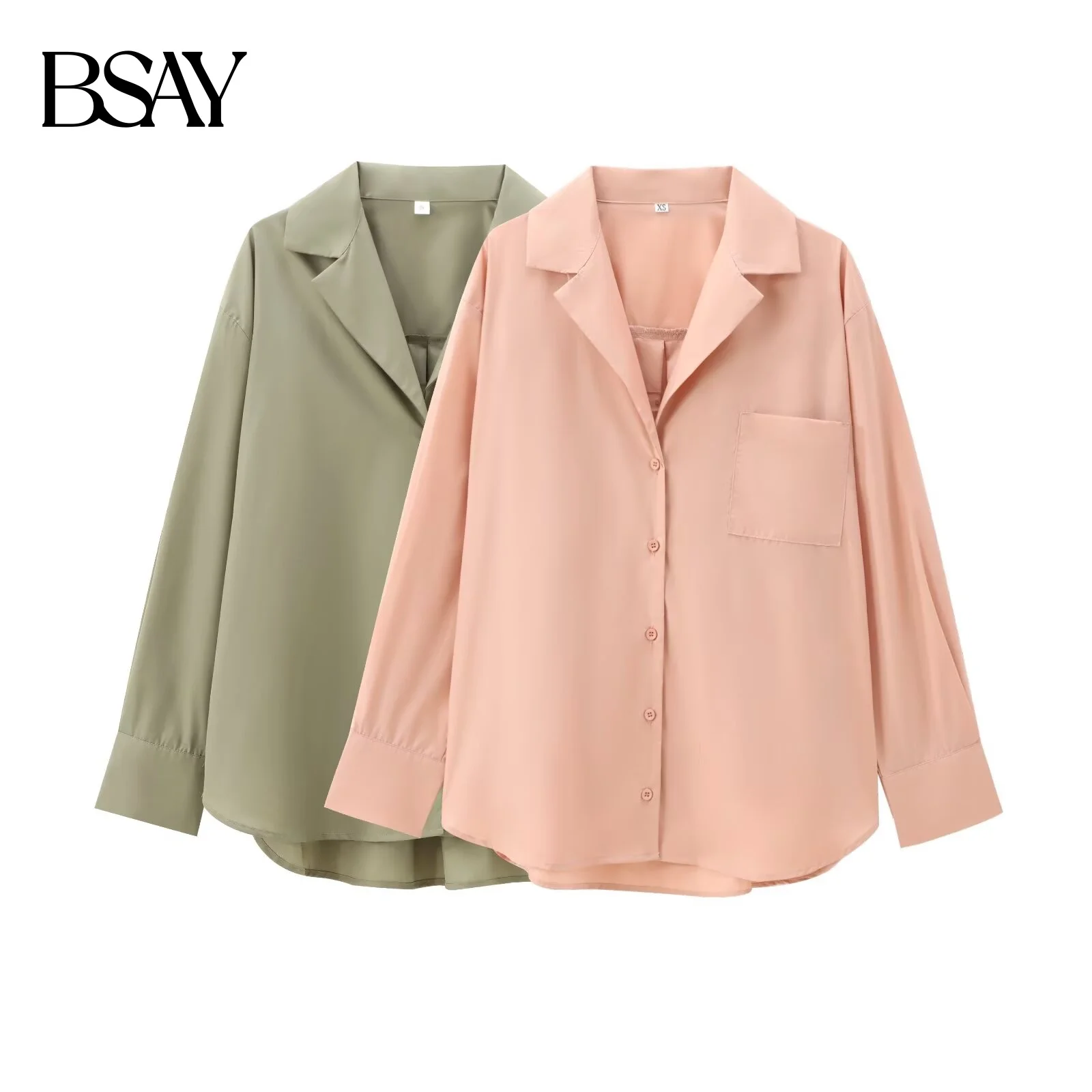 

BSAY Pocket Decorative Poplin Shirt autumn new 2025 women clothing lapel long sleeved blouses chic office ladies tops mujer