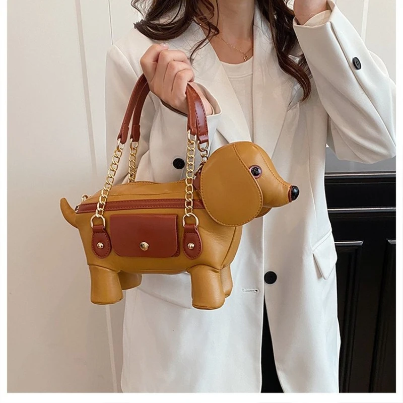 Unique fashionable cute dog shaped design crossbody bag young women trendy cool leather shoulder bag high-end exquisite wallet