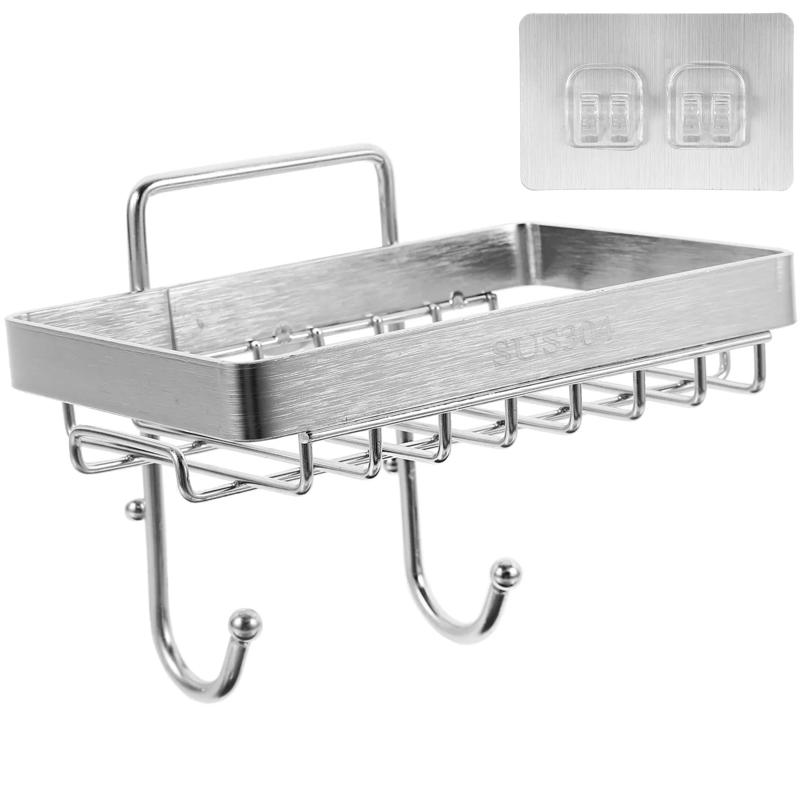 

1Pcs Stainless Steel Soap Shelf Punch Free Wall Hanging Storage Rack Bathroom Organizer Mesh Drying Sundries Container Holder