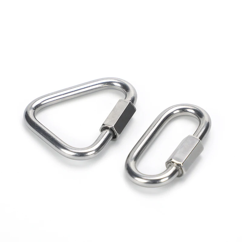 304 Stainless Steel Triangle Connecting Ring Rock Climbing Carabiner Equipment Fast Security Outdoor Link Buckle