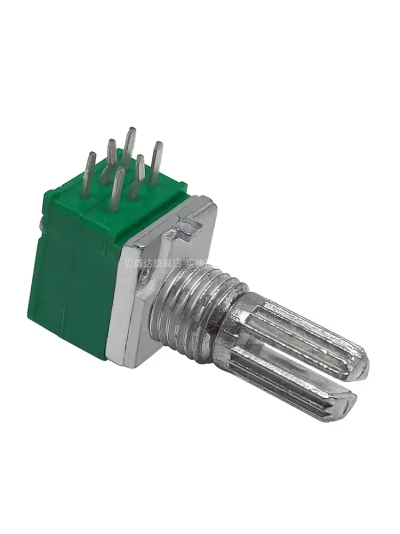 1pcs，Double-layer single-loop rotary potentiometer，RK097，6Pin，B1K 5K 10K 20K 50K 100K 500K，Axis length 15mm, axis diameter 6mm，