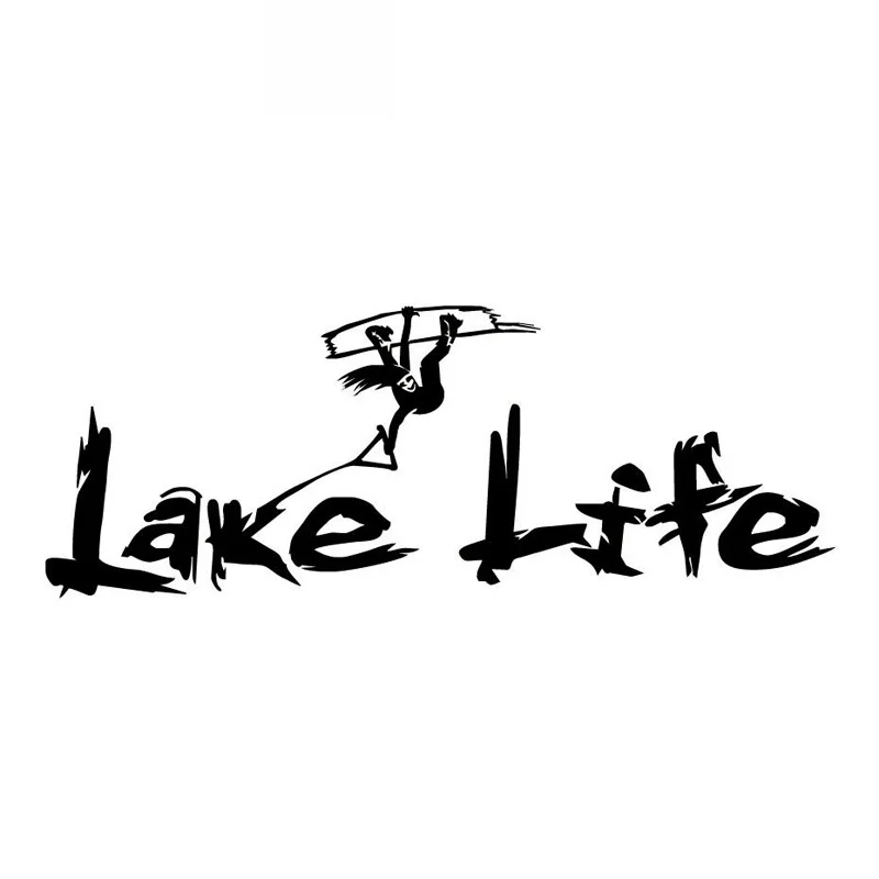 Car Sticker Girl Wake Board LAKE LIFEPVC Car Decoration Accessories Decal Creative Waterproof Sunscreen Black/white,18cm*7cm