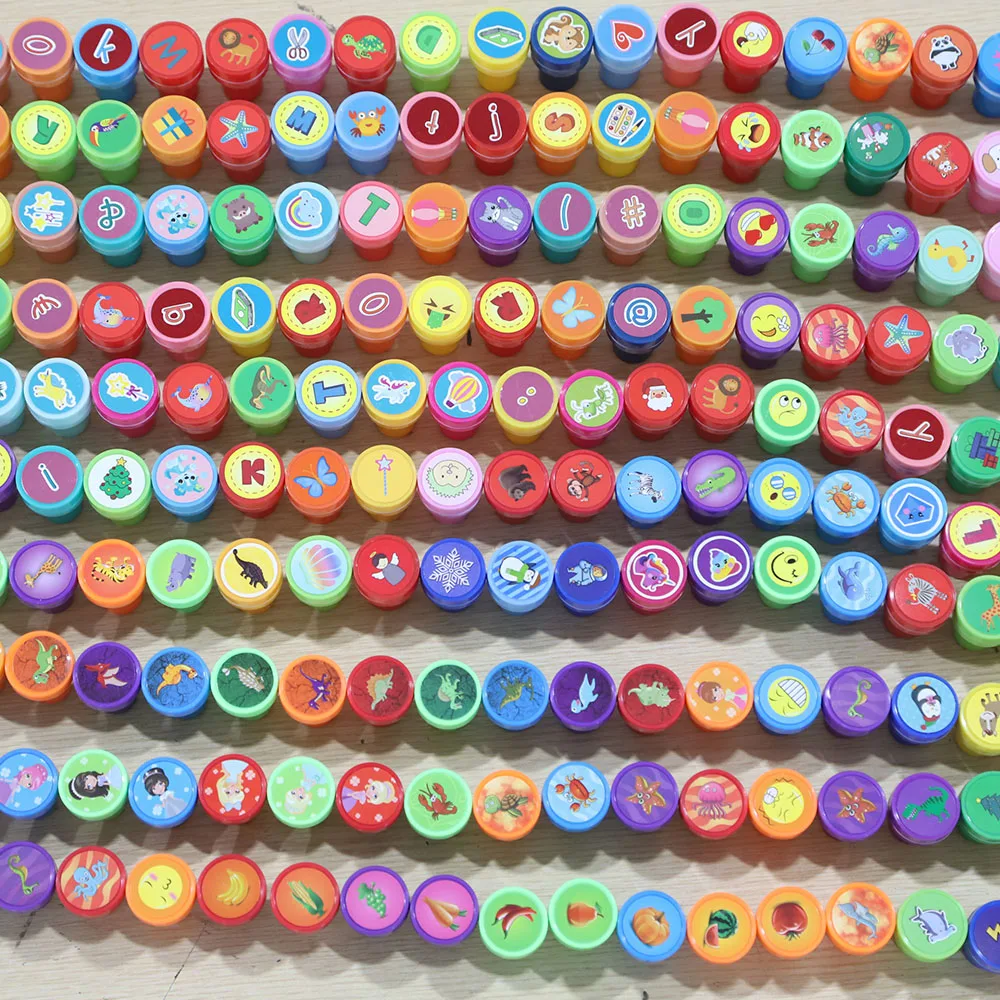 10 pçs selos variados crianças auto-tinta selos crianças brinquedo selos smiley rosto selo scrapbooking diy pintura álbum de fotos decoração