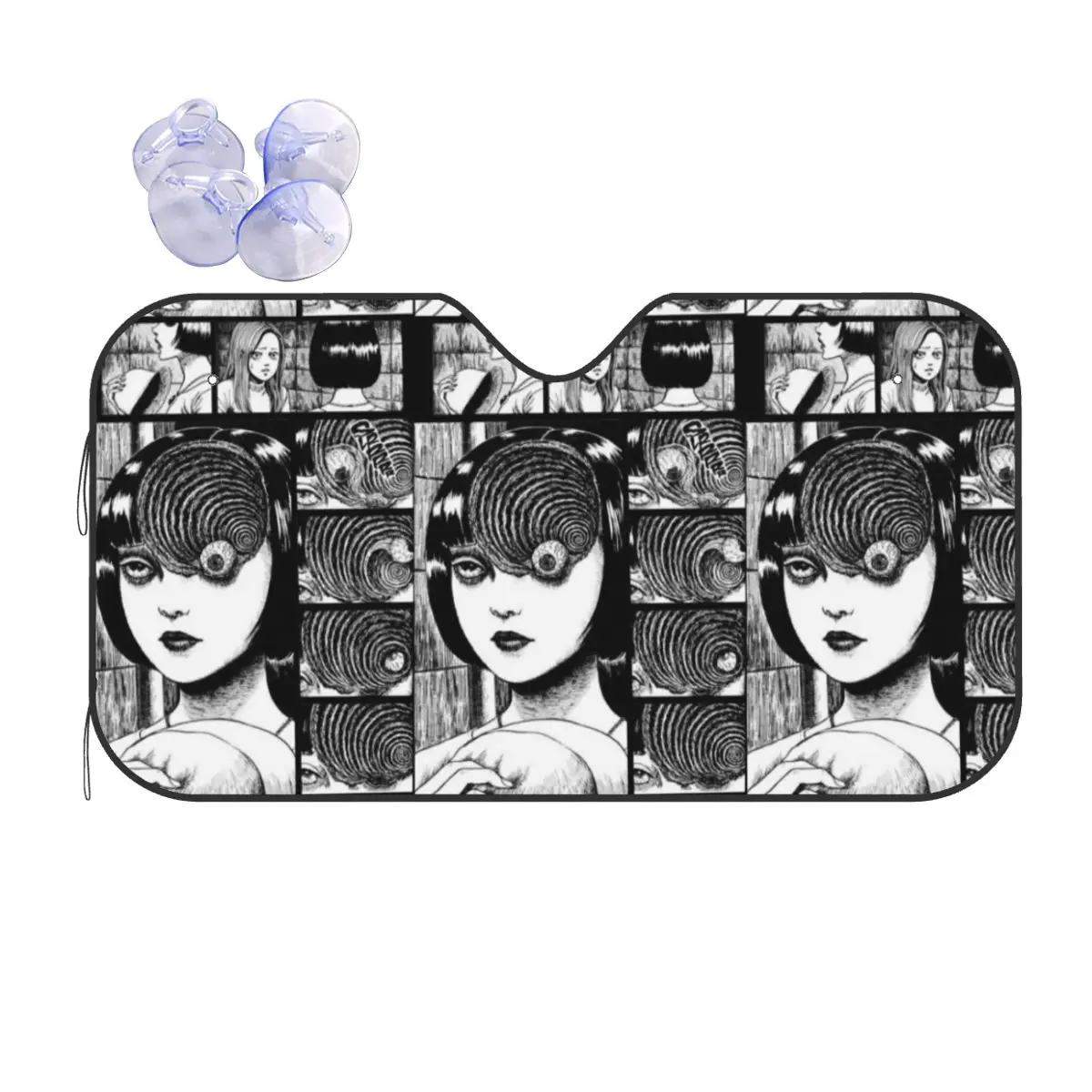 Uzumaki Junji Ito Horror Manga Sunshade Windscreen Cute Car Front Window Visor 76x140cm Sunshade Visor Blinds Sun Shade Protect