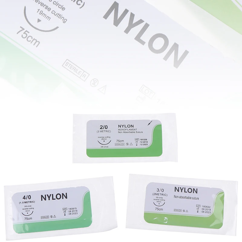 2.0 3.0 4.0 Surgical Suture Needles 12PCS Sterile Nylon Thread Clinical Medical Practice Teaching Use Sewing Needle With Thread