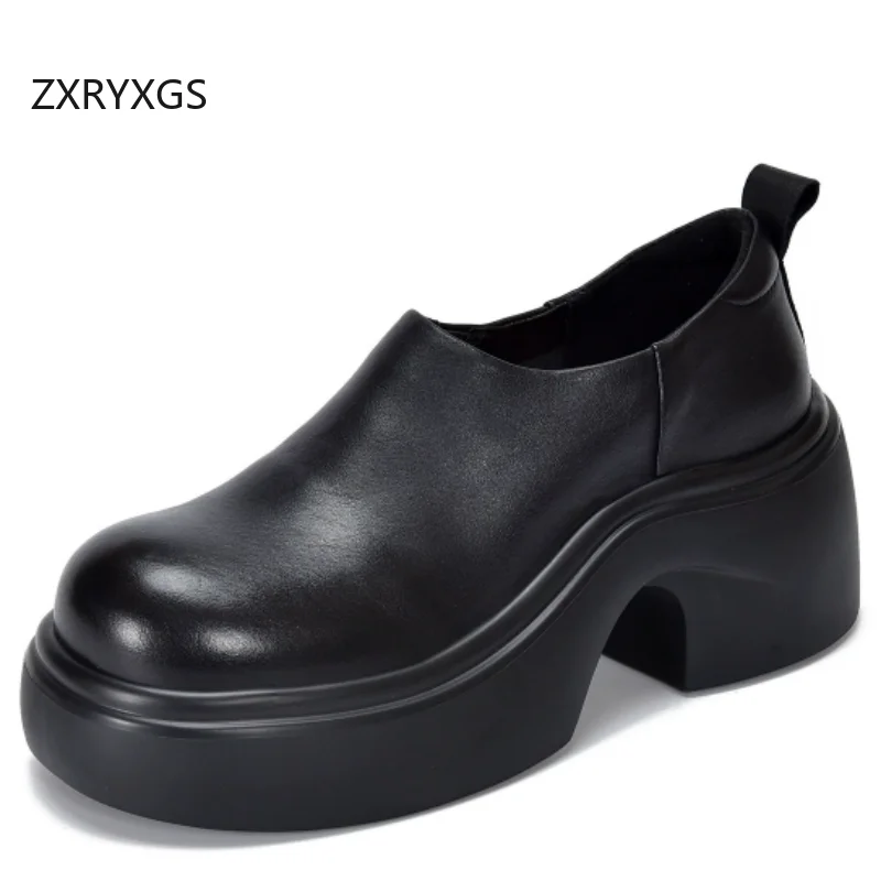 

Женские туфли ZXRYXGS из натуральной кожи, модель 2026: элегантные, удобные, на толстой подошве, с легким увеличением роста, на высоком каблуке