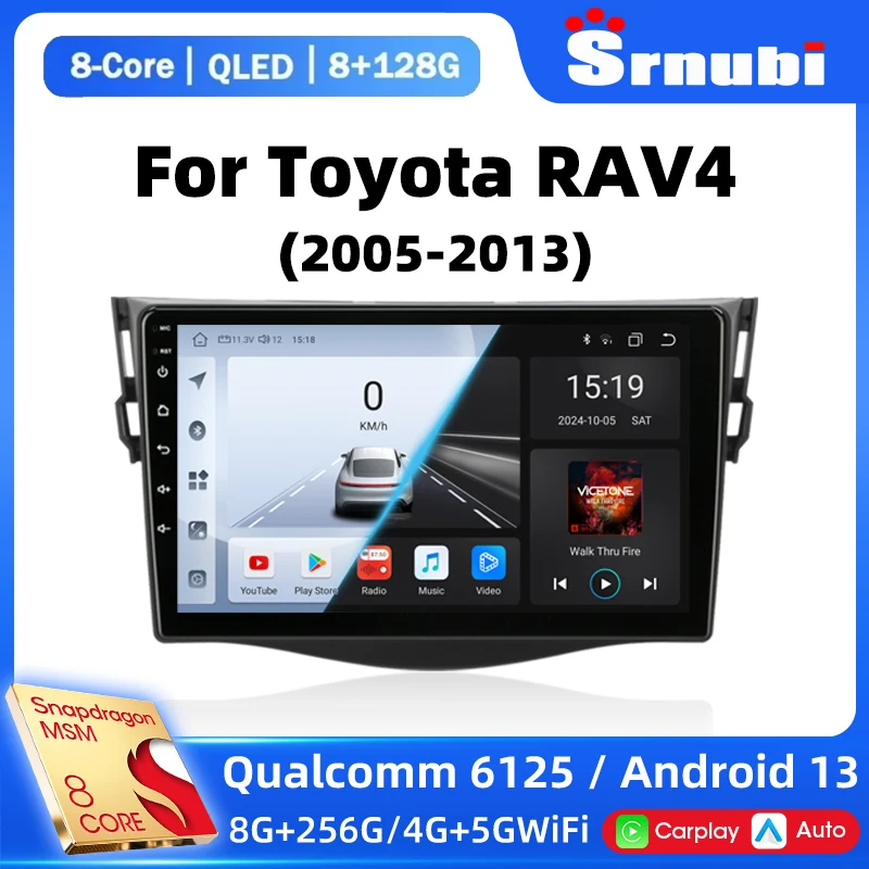 

Srnubi 2 Din Android 13 Car Radio for Toyota RAV4 Rav 4 2005-2013 Multimedia Player Carplay DSP Navigation 4G GPS WIFI Head Unit