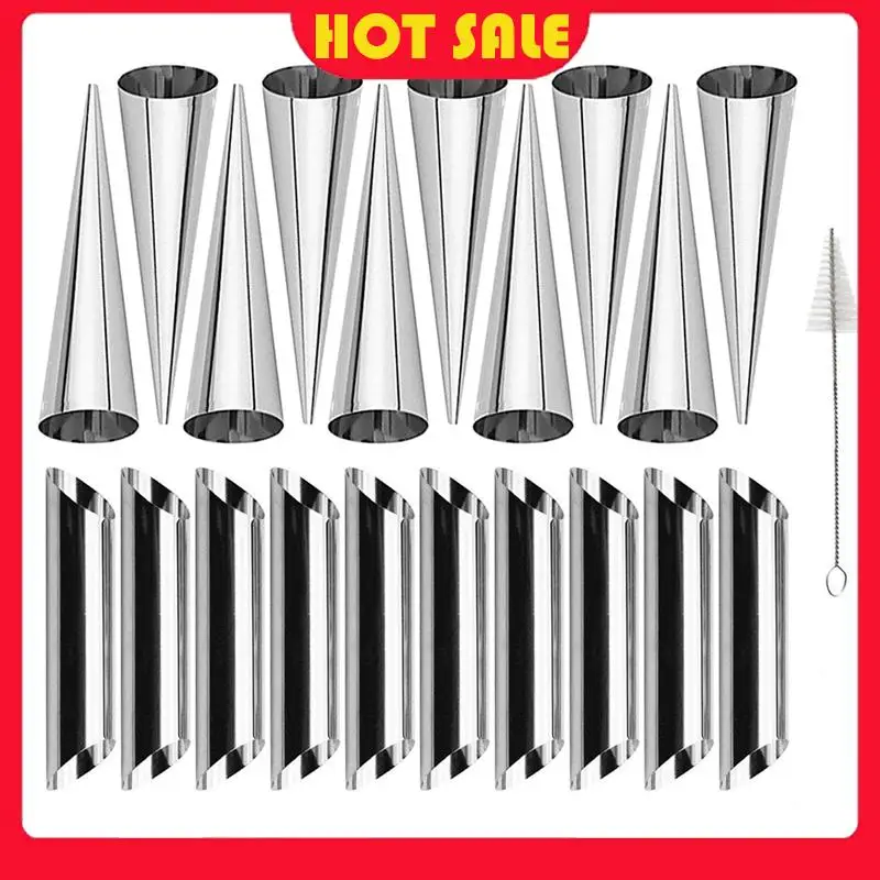 

Needful 20Pcs Stainless Steel Cone Tubular Shaped Mold Croissant Mold For Cannoli Tubes With Cleaning Brush