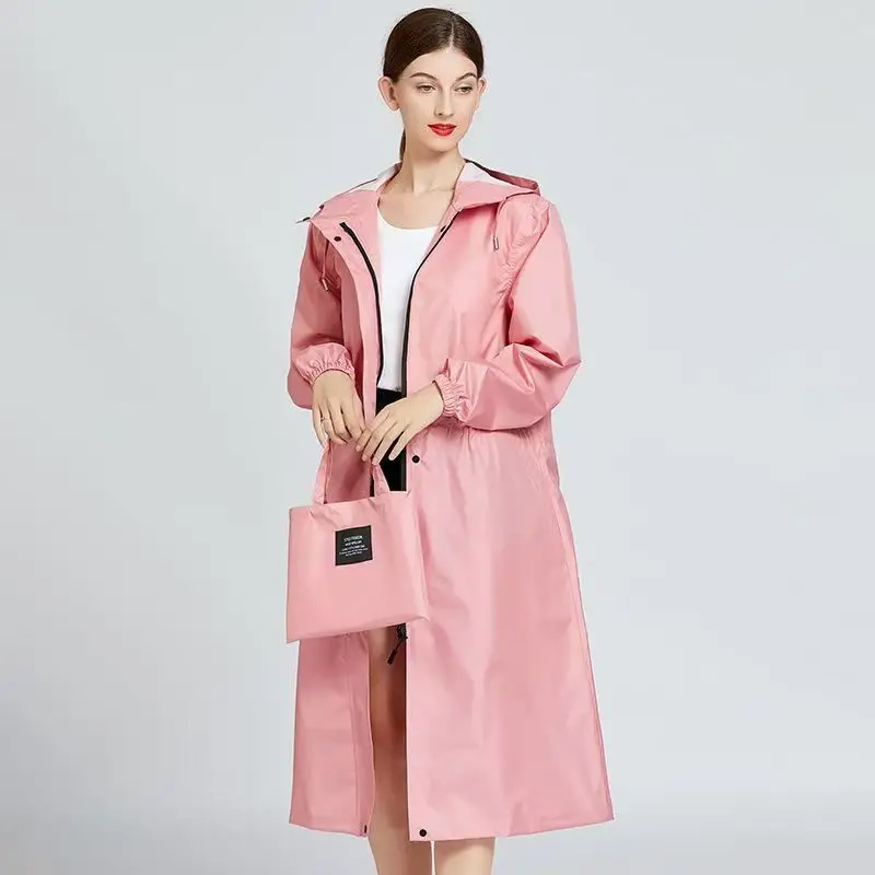 Fashion Lightweight Breathable Women Raincoat Biker Waterproof Long Rain Coat Ponch Outdoor Windproof Hiking Men Rainwear Jacket