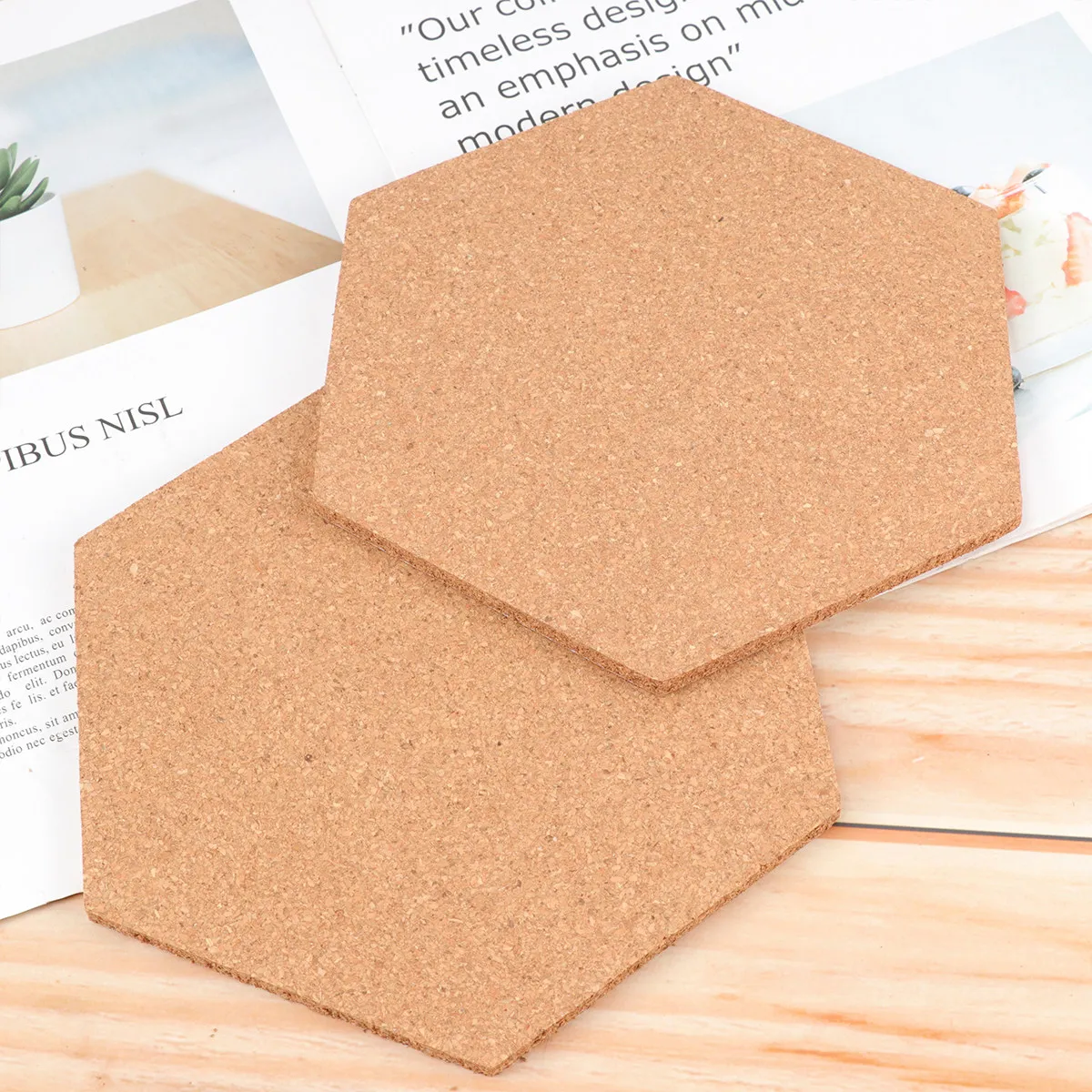 

3Pcs Hexagon Corkboard Message Board Self Adhesive Tear Stick Photo Wall Sticker Background Decor for Home Office Cafe