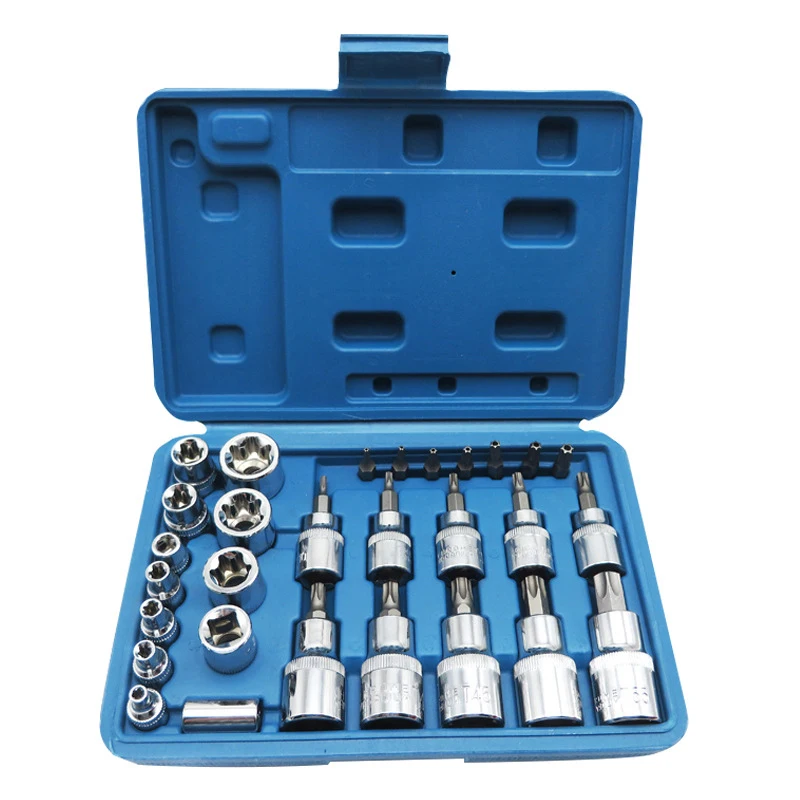 29PCS Plum Blossom E-type Sleeve Set Star Sockets Auto Repair Tool Bits Drive  Screwdriver Hand Tools Torque Spanner Socket Kit