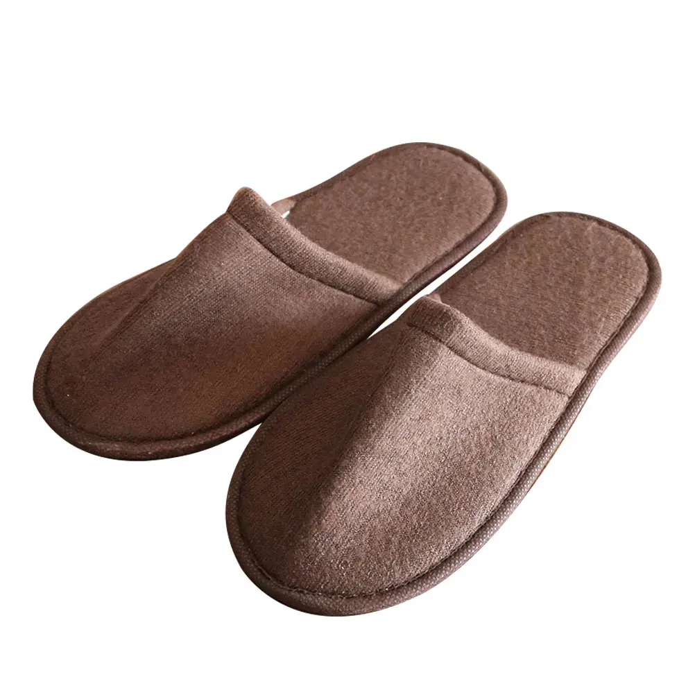 

10 Pairs Large Coffee Cloth Slippers Disposable Lightweight Portable for Home Hotel Spa Travel Airline Men Women Footwear