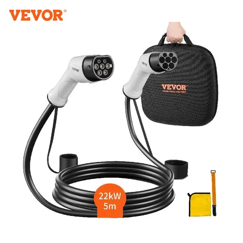 VEVOR EV Car Charging Cable 3.6KW 16A/7.6KW 32A/11KW 16A/22KW 32A Type2 IEC62196 Length 5M/7M Cable Portable for Car Charging