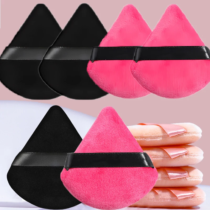 8Pcs Triangle Velvet Cosmetic Puff Make Up Sponges Wet Dry Use for Face Eye Contouring Shadow Cosmetic Foundation Makeup Tool