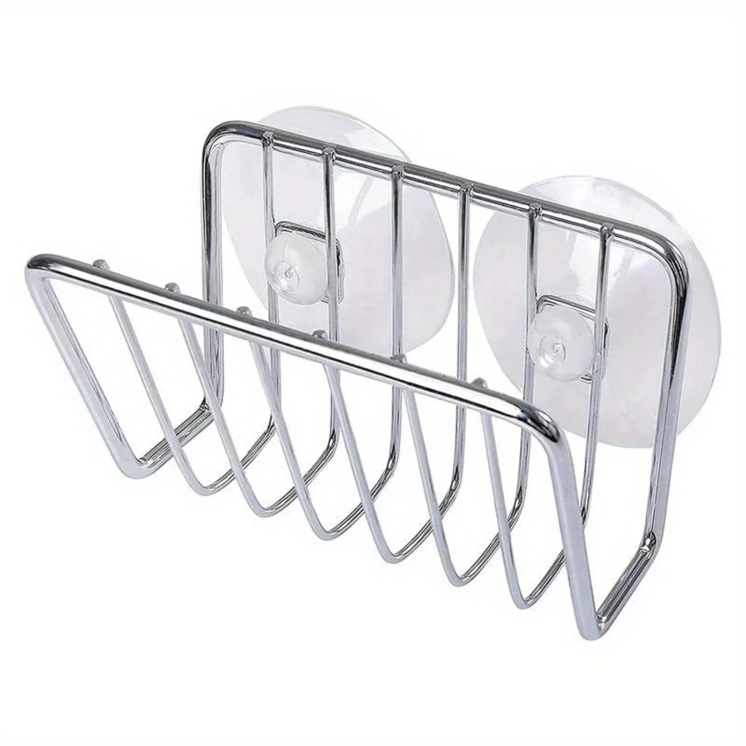 

Stainless Steel Sink Caddy With Suction Cups - Open Sponge Holder For Kitchen, No Power Needed, Silver