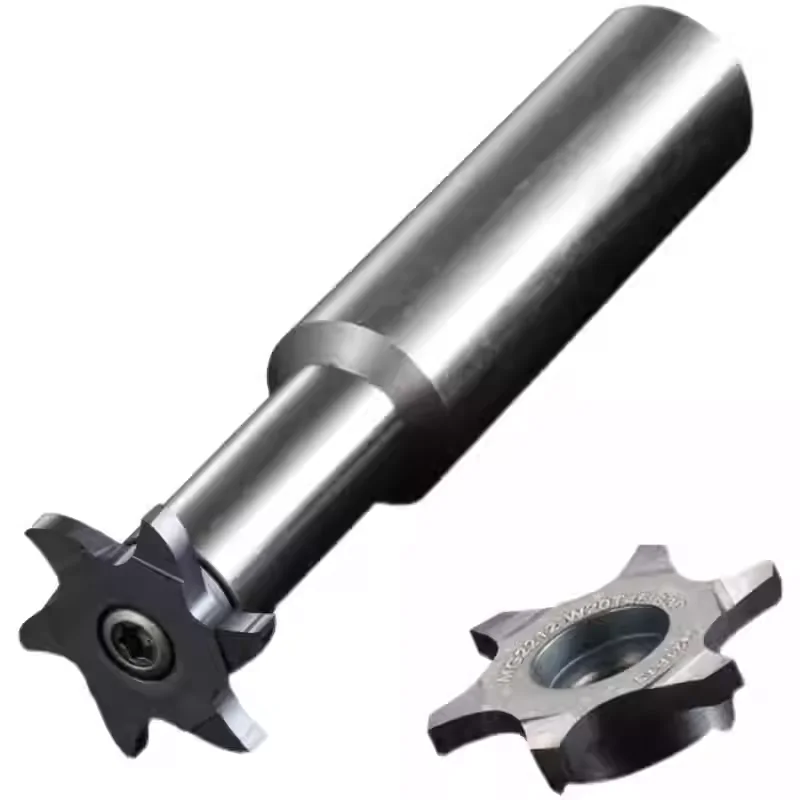Modular T-Slot Cutter Holder with Replaceable Blades, Three Sided Edge Milling Cutter for Metal Processing