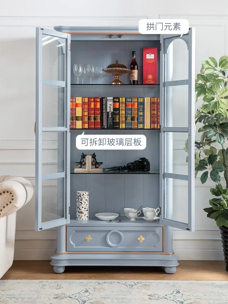 

Роскошный книжный шкаф из цельного дерева со стеклянной дверью Книжный шкаф Скандинавский шкаф для хранения Винный шкаф Витрина