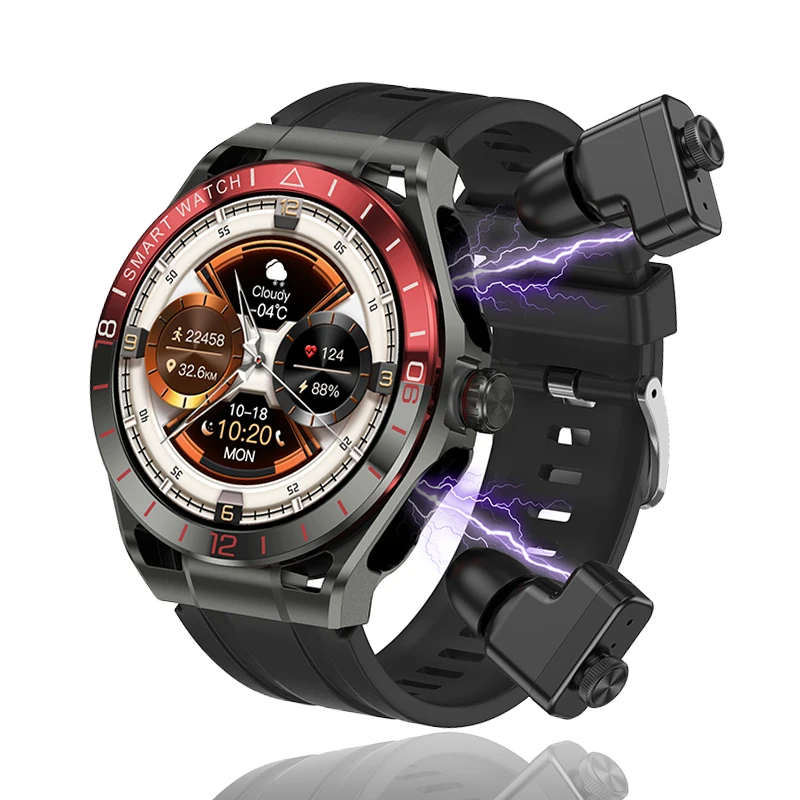 Smart Watch Built In Wireless Earbuds Bluetooth Headset HD Screen Waterproof Sport Fitness Tracker Music Speaker Smartwatch