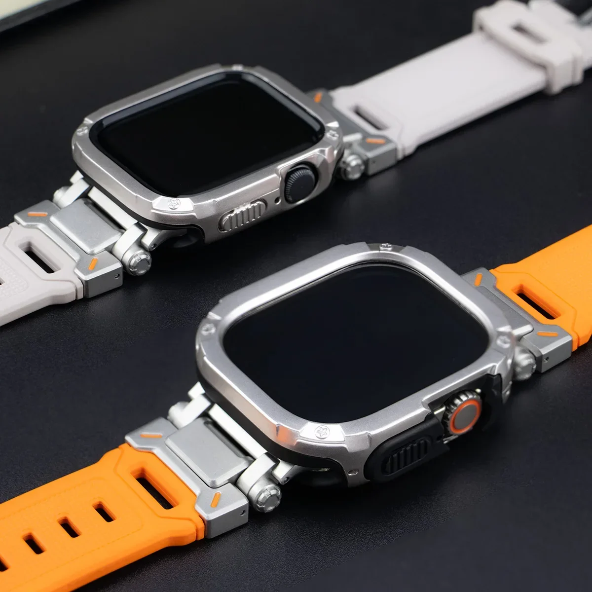 TPU Case+Rubber Loop Strap for Apple Watch Ultra 2 1 Band 49mm Silicone Men Bracelet for IWatch Series 44mm 45mm 8 7 6 5 4 Se 9