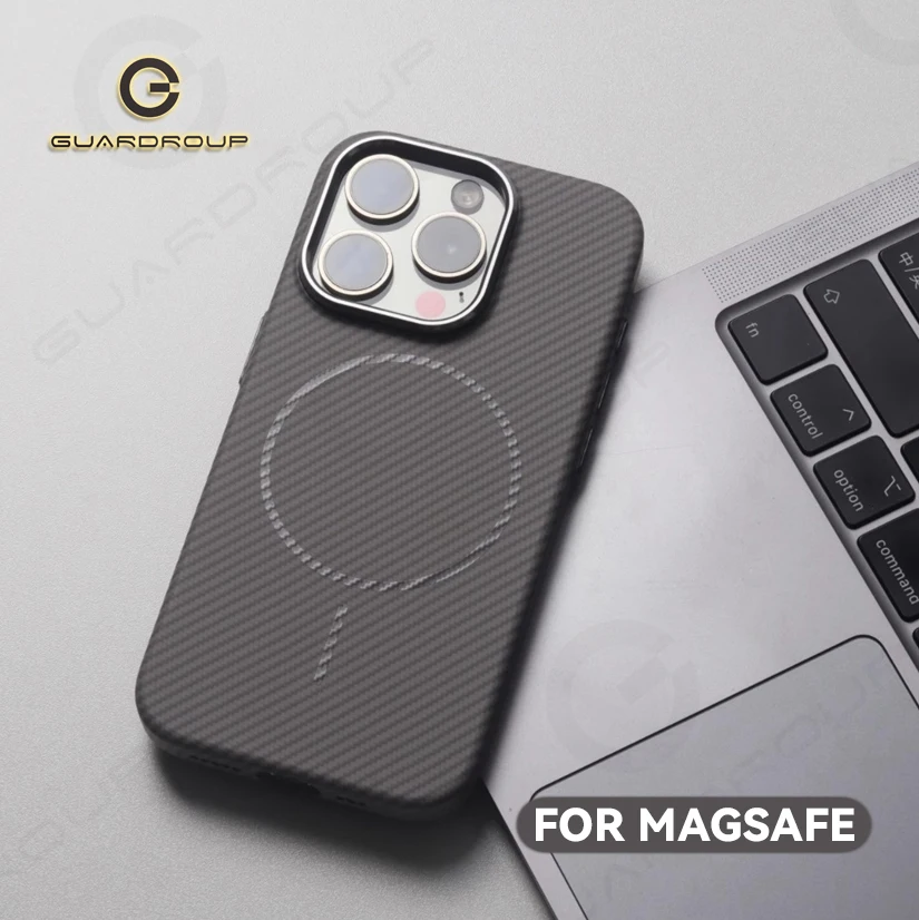 

Роскошный магнитный чехол с линзой из сплава Magsafe для iPhone 16, 15, 14 Pro Max, текстура из углеродного волокна, простой жесткий чехол с беспроводной зарядкой