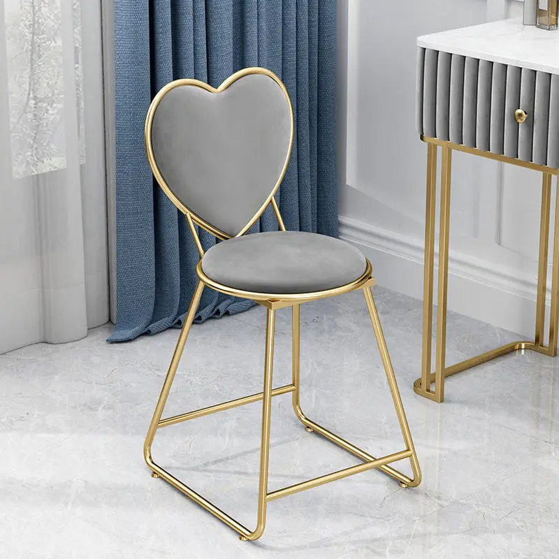 

Modern Simple Bow Shape Makeup Stool Backrest Nail Chair Bedroom Ins Nordic Girl Stools Ottomans Vanity Chair Bench Furniture