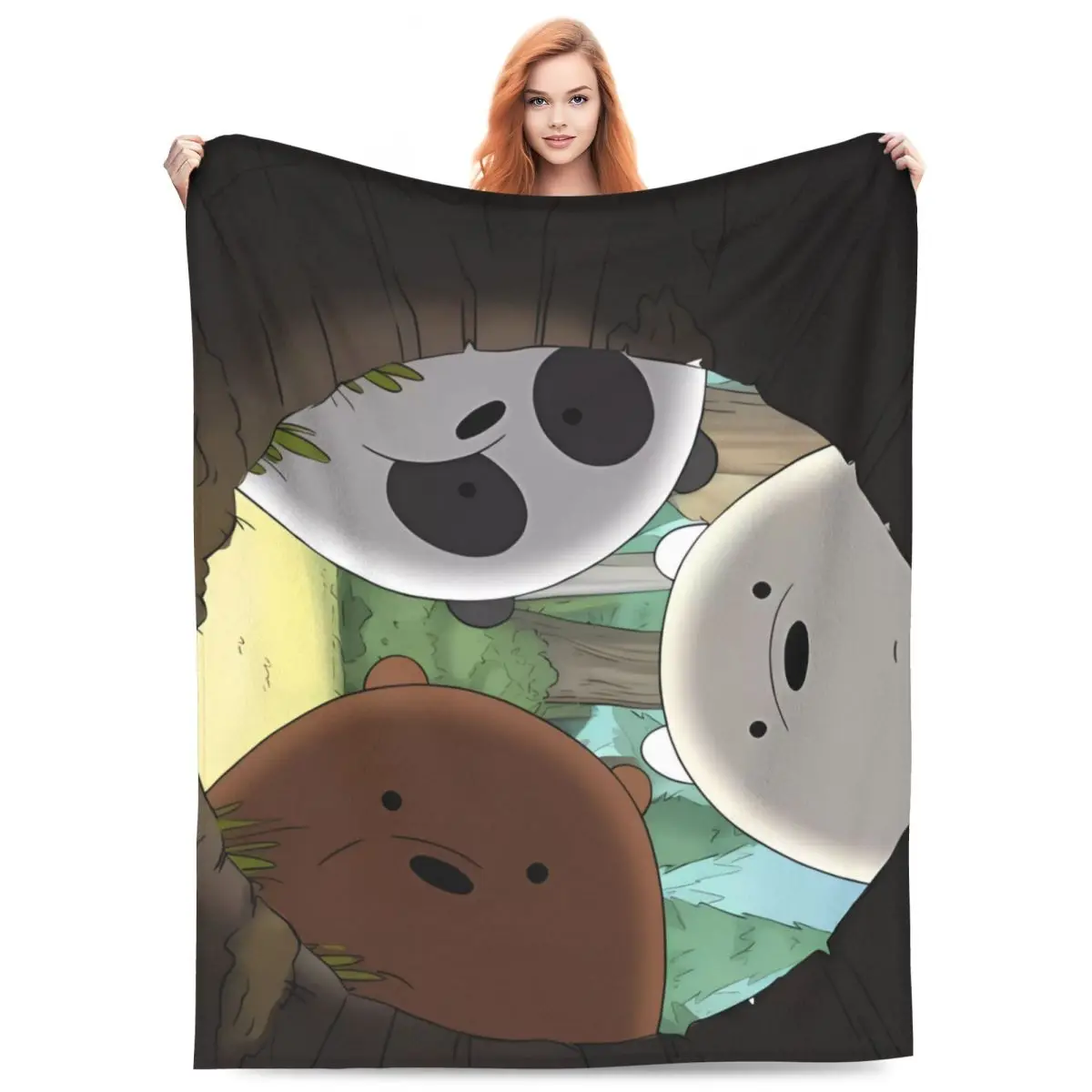 We Bare Bears Big Faces Blanket Quality Warm Throw Blanket Winter Travel Outdoor Graphic Bedspread